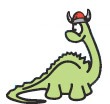 a dinosaur with a Viking helmet on